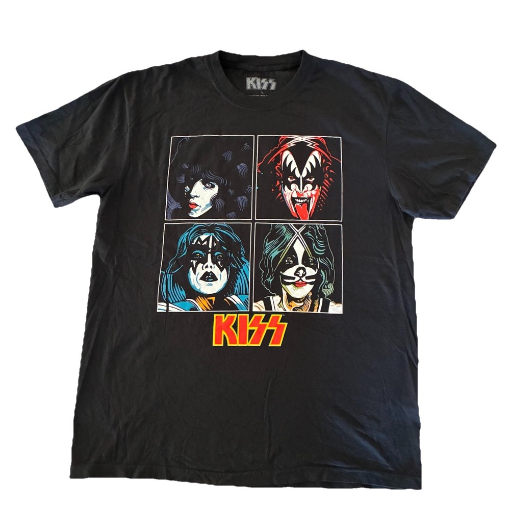 Kiss T‎ Shirt L Black 2025 Unmasked Track List NEW *spot